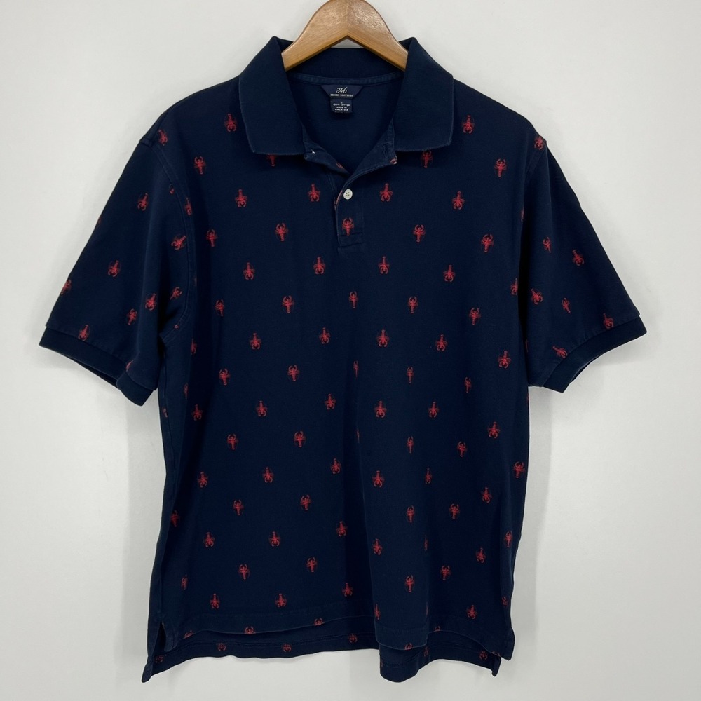 Brooks Brothers Navy Polo with Red Embroidered Lobsters